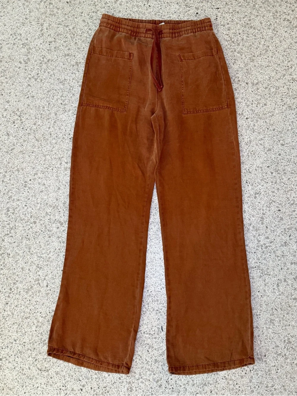 Women’s Relaxed Linen Drawstring Pants - Rust Brown